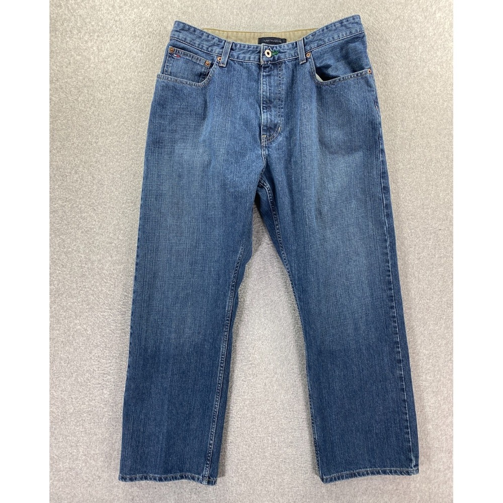 Vintage Tommy Hilfiger Jeans Mens 33 Blue Denim Pants Relaxed Straight Retro Y2K